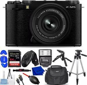 FUJIFILM X-M5 Mirrorless Camera with XC 15-45mm f/3.5-5.6 Lens (Black) - Kit