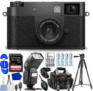 FUJIFILM X half Digital Camera (Charcoal Silver) 16954112 - 12PC Accessory Kit