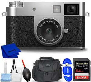 FUJIFILM X half Digital Camera (Silver) 16954095 - 7PC Accessory Bundle