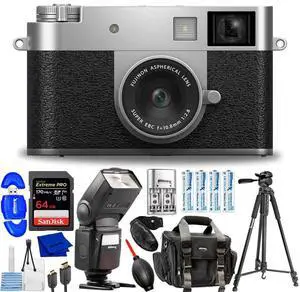 FUJIFILM X half Digital Camera (Silver) 16954095 - 12PC Accessory Bundle