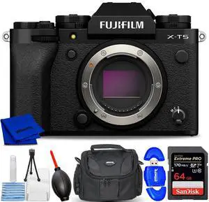 FUJIFILM X-T5 Mirrorless Camera (Body, Black) (KIT BOX) - 7PC Accessory Bundle
