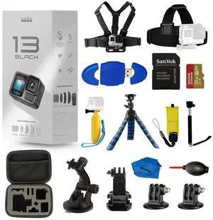 GoPro HERO 13 HERO13 Black 5.3K HDR 27MP Action Camera - 15PC Accessory Bundle