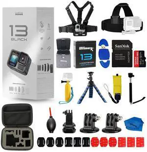 GoPro HERO 13 HERO13 Black 27MP Action Camera + EXT BATT 32GB Bundle