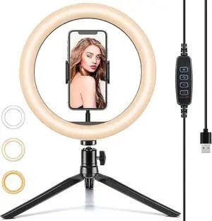 10" RGB Color Changing LED Ring Light with Tabletop Tripod 10" RGB Color Changing LED Ring Light with Tabletop Tripod