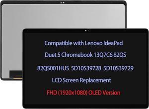 133 LCD Screen Replacement Compatible with Lenovo IdeaPad Duet 5 Chromebook 13Q7C6 82QS 82QS001HUS 5D10S39728 5D10S39729 FHD OLED IPS LCD Display Touch Screen Digitizer Assembly