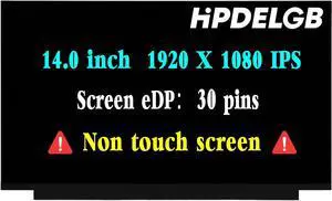 Replacement for HP 14S-FQ 14-FQ1021NR 14-FQ1025NR 14-FQ1097NR 14S-FQ0000 14-fq0110wm 14-fq2097nr 3-14ADA05 Type 81W0 LCD LED Display Screen FHD 14.0 inch 30PIN Non-Touch Screen