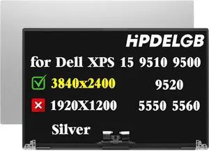 NUOLAISUN Replacement for Dell XPS 15 9510 9520 9500 Precision 5550 5560 LCD LED Touch Screen Display Assembly Panel 15.6" 3840x2400 UHD IPS Silver