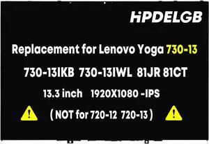 NUOLAISUN Replacement for Lenovo Yoga 730 730-13IKB 730-13IWL 81CT 81JR 81CT001QUS 5D10Q89746 13.3" LCD Touch Screen Display Digitizer 1080P 1920x1080 IPS