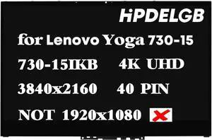 Screen Replacement for Lenovo Yoga 730-15 730-15IKB 730-15IWL 81CU 81JS 15.6 inch UHD 3840x2160 IPS LCD Display Touch Screen Assembly Bezel with Control Board (Not for 1920x1080)