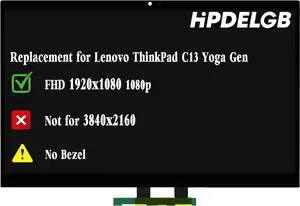 Replacemen for Lenovo ThinkPad Chromebook C13 Yoga Gen 1 20UX001TUS 20UX001UUS 20UX001VUS Series 13.3 inch FHD 1080p IPS LCD Touch Screen Display Digitizer Assembly No Bezel Not for 3840x2160