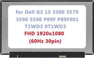 15.6" LCD Replacement for Dell G3 15 3590 P89F P89F001 T1WD3 0T1WD3 Screen LCD Display Panel FHD 60Hz30pin