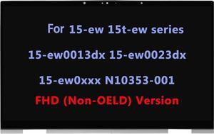 N09664-001 N10353-001 Replacement for HP Envy x360 15-ew 15t-ew 15-ew0013dx 15-ew0023dx 15-ew0797nr 15-ew0000 15-ew0xxx 15.6" FHD LCD Display Touch Screen Assembly Bezel with Board Silver(Non-OELD)