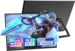 Portable Monitor 18.5 inch 100Hz 100% sRGB FHD 1080P IPS Computer Display Gaming Monitor for Laptop USB C HDMI HDR Travel Monitor with Kickstand for Mac PC Xbox PS4/5 Switch Laptop Monitor