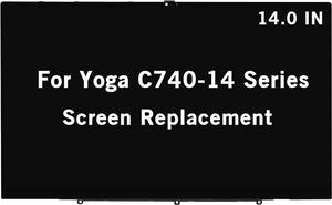 14" Replacement for Lenovo Yoga C740-14 C740-14IML 81TC 81TC000QUS 81TC000PUS 81TC003LUS 81TC00C4US 5D10S39587 5D10U55853 FHD 1920x1080 LCD Display Touch Screen Digitizer Assembly with Bezel