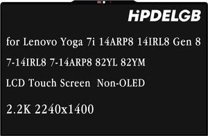 NUOLAISUN Screen Replacement for Lenovo Yoga 7i 14ARP8 14IRL8 Gen 8 7-14IRL8 7-14ARP8 82YL 82YM 14.0 inche 2.2K 2240x1400 IPS LCD Touch Screen Display Digitizer Assembly Non-OLED