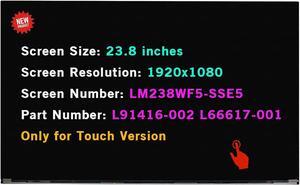 NUOLAISUN 23.8" Display Panel LM238WF5 (SS)(E5) Compatible with HP 24-D 24-df0072ds FHD 1920 * 1080 30 pins LCD Touch Screen Replacement (Not for Non-Touch)