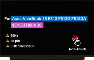 NUOLAISUN For Asus VivoBook 15 F512 F512D F512DA Screen Replacement FHD 1920x1080 30 pin 60Hz 15.6" Non-Touch LCD Display Panel (Without Bracket)