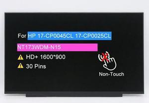 NUOLAISUN 17.3" Screen Replacement NT173WDM-N15 NT173WDM N15 for HP 17-CP0045CL 17-CP0025CL HD+ 1600x900 30 pins LCD Non-Touch Display Panel