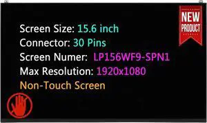 LCD Replacement for LP156WF8-SPA1 LP156WFC-SPY1 LP156WF9-SPN1 LP156WF9 SPN1 LP156WF9(SP)(N1) Non-Touch Screen 15.6" 30 Pins FHD 1080P Display Panel (with Top Bracket)