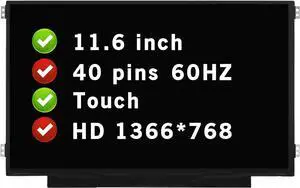 NUOLAISUN Screen Replacement for Acer Chromebook 511 C734T Series 11.6" 40 pins 60 Hz HD 1366 * 768 Touch LCD Display Panel