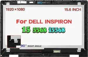 Replacement for Dell Inspiron 15 5568 i5568 5578 i5578 P58F P58F001 LCD Display 0079Y 00079Y FHD 1920x1080 40 Pins 15.6" LCD Screen Assembly with Bezel(Right-Angled Bezel)