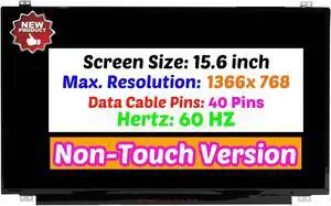 NUOLAISUN 15.6" Non-Touch Screen Replacement for HP Envy DV6-7250CA DV6-7229NR Slim Type LCD Display Panel HD 1366 * 768 40 pin (with Tabs)