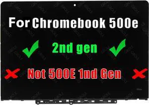 NUOLAISUN Replacement for Lenovo Chromebook 500e 2nd Gen LED LCD Screen Touch Digitizer Assembly with Bezel Frame Display 5D10T79593 81MC0000US