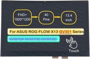 Screen Replacement for ASUS ROG Flow X13 GV301QH-K Series 40 pin FHD+1920x1200 with Bezel 13.4" LCD Touch Digitizer Assembly