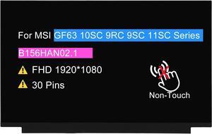 NUOLAISUN 15.6" LCD Replacement B156HAN02.1 for MSI GF63 10SC 9RC 9SC 11SC Series FHD 1920 * 1080 30 pin Non-Touch Screen Display Panel(NO Tabs)