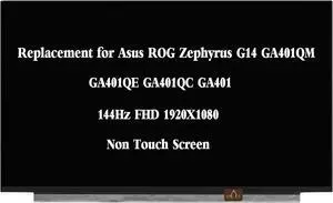 NUOLAISUN Compatible with Asus ROG Zephyrus G14 GA401QM GA401QE GA401QC GA401 LM140LF1F-02 LM140LF1F02 LCD Screen Display Replacement Panel 144Hz FHD 1920X1080 (Non-Touch Screen)