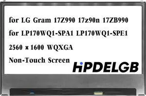 for LG Gram 17Z990 17z90n 17ZB990 for LP170WQ1-SPA1 LP170WQ1-SPE1 LCD LED Display Screen Replacement 17.0 inch 40PIN 2560×1600 WQXGA IPS (Non-Touch Screen)