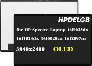Replacement for HP Spectre x360 2-in-1 Laptop 16-f0023dx 16-f1023dx 16-f0020ca 16-f2097nr OLED 16.0 inch 3840x2400 UHD+ LCD Touch Screen Display Digitizer Assembly (No Bezel)