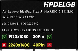 NUOLAISUN14" For Lenovo IdeaPad Flex 5-14ARE05 5-14IIL05 5-14ITL05 5-14ALC05 81X1 81X2 81WS 82HS 82HU 1920x1080 30 Pin LCD Touchscreen Assembly with Bezel