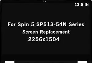 NUOLAISUN 13.5" New Screen Replacement for Acer Spin 5 SP513-54N N19W3 SP513-54N-58XD SP513-54N-53ZR SP513-54N-74V2 SP513-54N-56M2 Series 2256x1504 LCD Display Touch Screen Digitizer Assembly