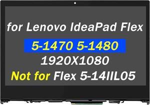 5D10N45603 5D10N45602 Replacement for Lenovo IdeaPad Flex 5-1470 5-1480 80XA 81C9 FullHD 1920x1080 IPS 14.0" LCD Screen Display Touch Assembly Bezel(Not for Flex 5-14 81X2 81X1)