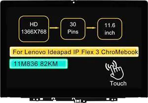 NUOLAISUN Screen Replacement Digitizer Assembly for Lenovo Ideapad IP Flex 3 ChroMebook 11M836 82KM 82KM0004US 11.6" LCD On-Cell Touch Display Panel 30 pin HD 1366 * 768 with Bezel