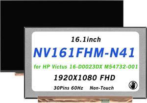 NUOLAISUN Compatible with NV161FHM-N41 NV161FHM N41 16.1inch 1920X1080 FHD 30Pins 60Hz LCD LED Display Screen Replacement Panel for HP Victus 16-D0013DX 16-D0023DX 16-A0020NR M54732-001(Non-Touch)