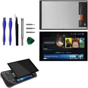 NUOLAISUN 7" LCD IPS Touch Screen Repair Replacement Assembly for Steam Deck Handheld Game Console Black with Repair Tools (Antiglare Frosted Edition,Not for HD)
