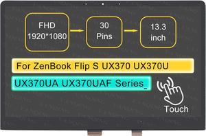 13.3" LCD Touch Screen Replacement Digitizer Assembly for ASUS ZenBook Flip S UX370 UX370U UX370UA UX370UAK UX370UAR UX370UAF Series NO Bezel 30 pin (FHD 1920 * 1080 On-Cell Touch)
