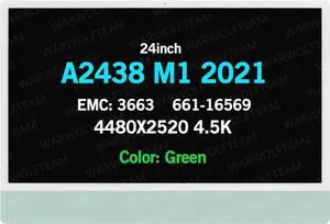 NUOLAISUN Replacement for iMac 24" A2438 M1 2021(4-Ports) EMC 3663 MGPC3xx/A MGPD3xx/A MGPF3xx/A 24inch LCD LED 4480X2520 4.5K Display Screen Digitizer Assembly 661-16575 (Green)