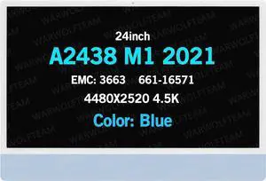 NUOLAISUN Replacement for iMac 24" A2438 M1 2021(4-Ports) EMC 3663 MGPC3xx/A MGPD3xx/A MGPF3xx/A 24inch LCD LED 4480X2520 4.5K Display Screen Digitizer Assembly 661-16575 (Blue)