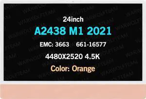 NUOLAISUN Replacement for iMac 24" A2438 M1 2021(4-Ports) EMC 3663 MGPC3xx/A MGPD3xx/A MGPF3xx/A 24inch LCD LED 4480X2520 4.5K Display Screen Digitizer Assembly 661-16575 (Orange)