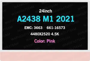 NUOLAISUN Replacement for iMac 24" A2438 M1 2021(4-Ports) EMC 3663 MGPC3xx/A MGPD3xx/A MGPF3xx/A 24inch LCD LED 4480X2520 4.5K Display Screen Digitizer Assembly 661-16575 (Pink)