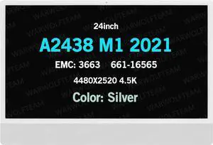 NUOLAISUN Replacement for iMac 24" A2438 M1 2021(4-Ports) EMC 3663 MGPC3xx/A MGPD3xx/A MGPF3xx/A 24inch LCD LED 4480X2520 4.5K Display Screen Digitizer Assembly 661-16575 (Silver)