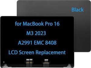 NUOLAISUN 16" Screen Replacement for MacBook Pro M3 2023 A2991 EMC 8408 LCD Display Assembly 661-38683 (Black)
