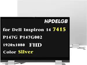 Replacement for Dell Inspiron 5410 7415 2-in-1 P147G P147G002 DP/N DC1RR KRCDD FHD 1920x1080 14.0" LCD Screen Digitizer Display Assembly Silver