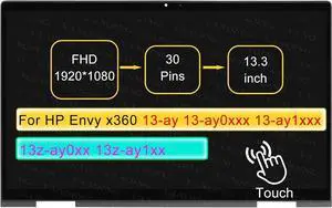 Replacement for HP Envy x360 13-ay0008ca 30 pin FHD 1920 * 1080 13.3" LCD Touch Screen Replacement Digitizer Assembly