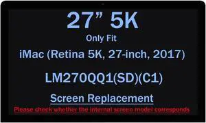 NUOLAISUN 27" 5K LCD Screen LM270QQ1-SDC1 Display Assembly for iMac Retina A1419 Mid 2017