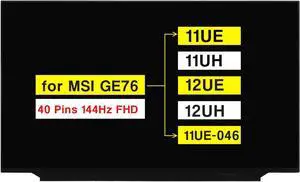 NUOLAISUN New Screen Replacement B173HAN04.9 for MSI GE76 Raider 11UE 11UH 12UE 12UH 11UE-046 17.3 Inches Laptop FHD 1920 * 1080 40 Pins 144Hz Non-Touch LCD Display Panel