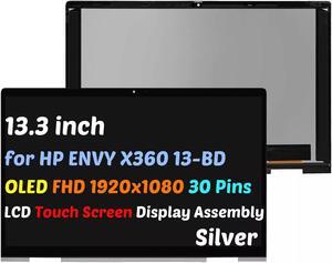 13.3" for HP Envy 13-BD 13T-BD 13M-BD M35738-1J0 M44568-001 LCD FHD 1920x1080 30 Pins Touch Screen Assembly Silver OLED